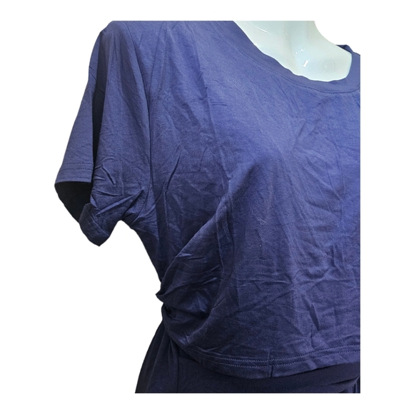 MESIBUCU Midi Dress Maternity Dress Tie on one side Nursing Dress Navy Blue - Picture 3 of 7